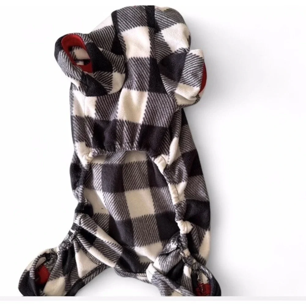 Cozy Warm‎ Fleece Dog pajama and flower adjustable pink collar , Small Breed dog